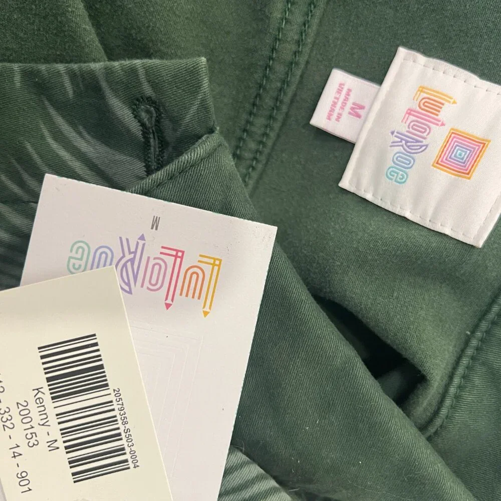 WOMEN'S SIZE M LULAROE GREEN‎ PALM LEAF PRINT  KENNY JACKET DENIM STRETCH